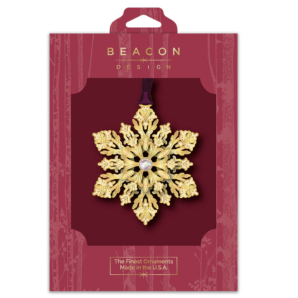 Glistening Snowflake Brass Ornament