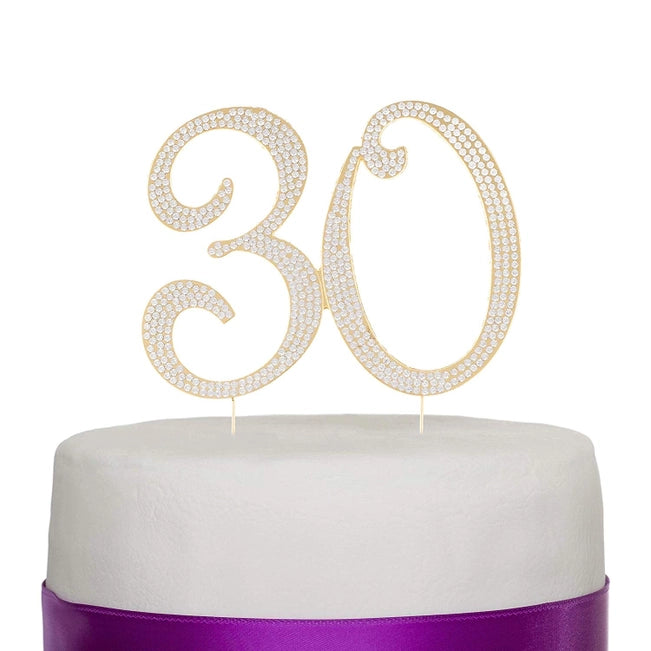 Gold 30 Crystal Cake Topper