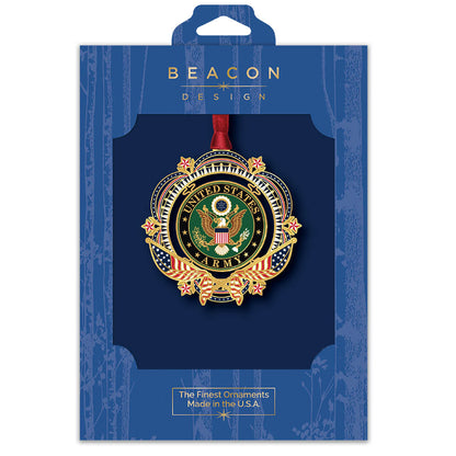 Patriotic US ARMY Flag Brass Ornament