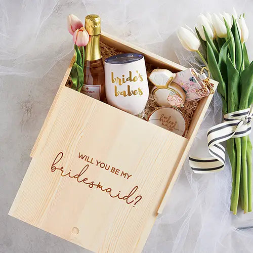 Bridesmaid Proposal Wood Gift Box - NY Gift Boutique