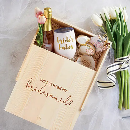 Bridesmaid Proposal Wood Gift Box - NY Gift Boutique