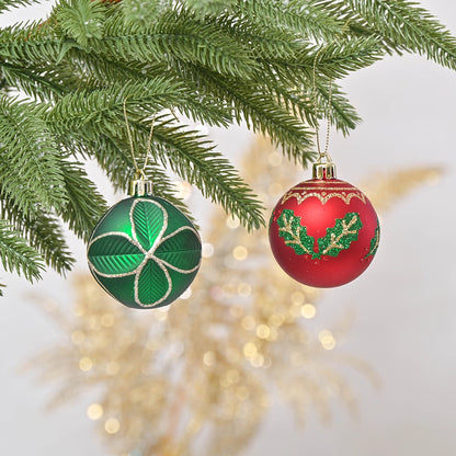 Refined Ornament Bauble Set, 24 Pc Set Red, Gold, and Green