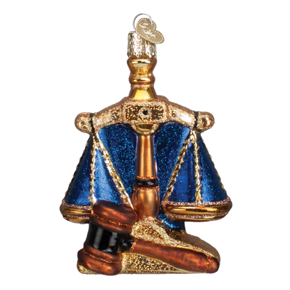 Scales of Justice Blown Glass Ornament