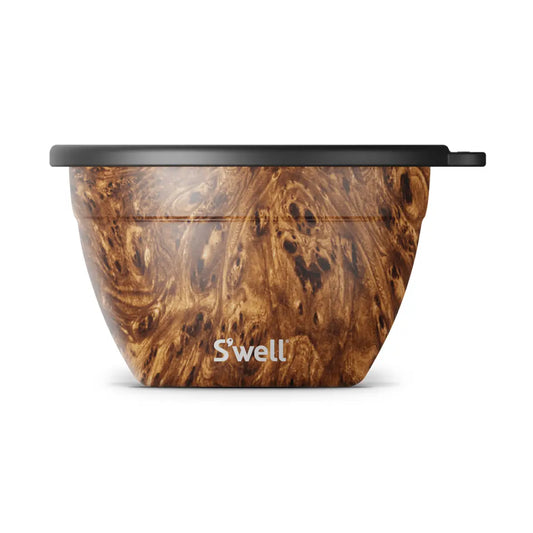 Wooden-patterned container with 'S'well' logo on a white background