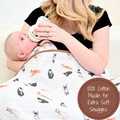 Here Kitty Kitty Baby Toddler Muslin Blanket