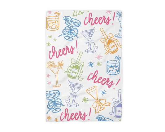 Cheers Cocktail Waffle Weave Towel