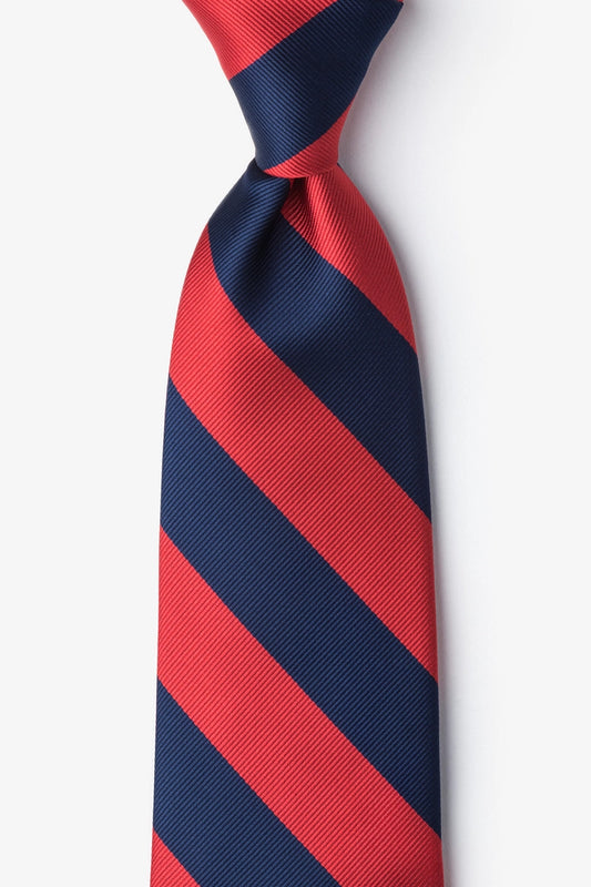 Red and Navy Stripe - Collegiate Stripe Necktie