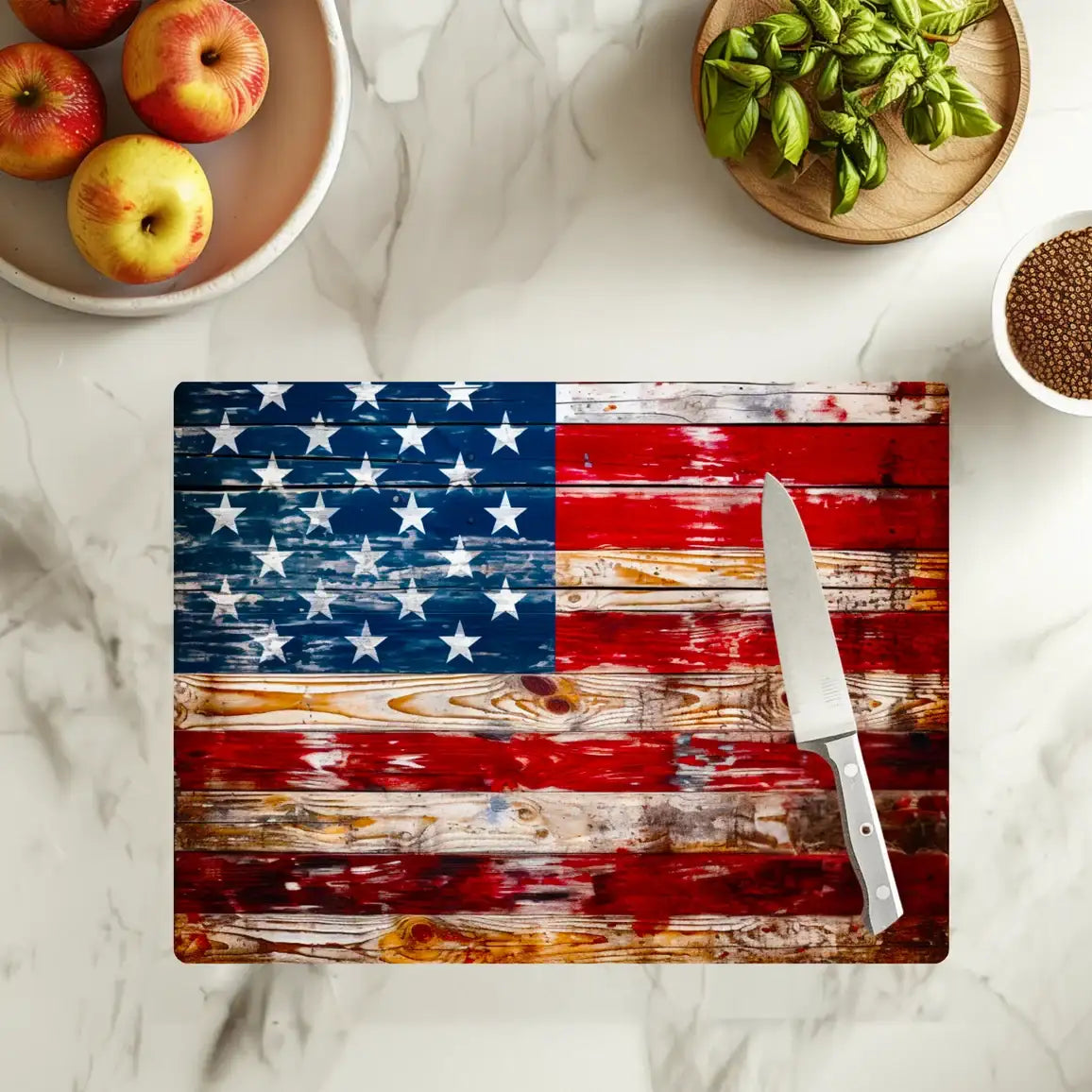 American Flag Tempered Glass Cutting & Serving Board