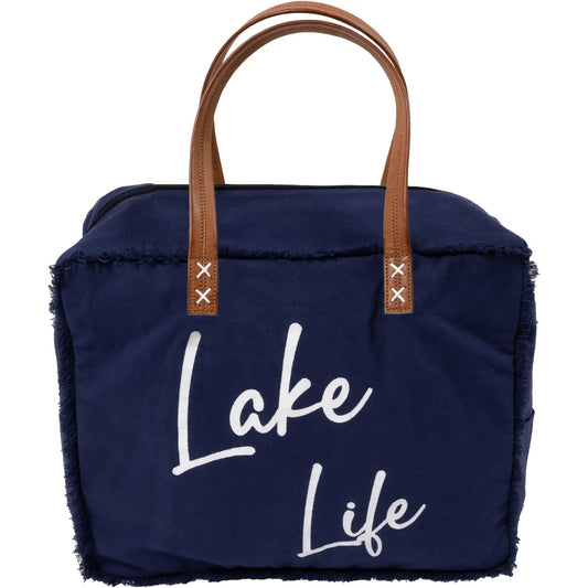 Lake Life Blue Canvas Tote