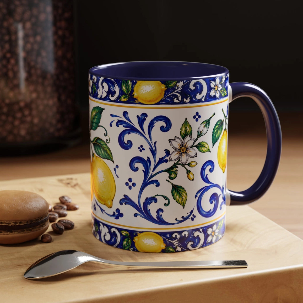 Little Italy Amalfi Blue & Lemon 11oz Mug - Zesty Lemons