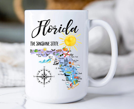 Florida State Map Souvenir 15oz. Coffee Mug
