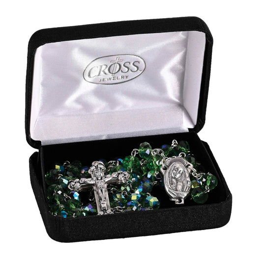 Rosary Green Aurora Borealis Glass 20"L - NY Gift Boutique