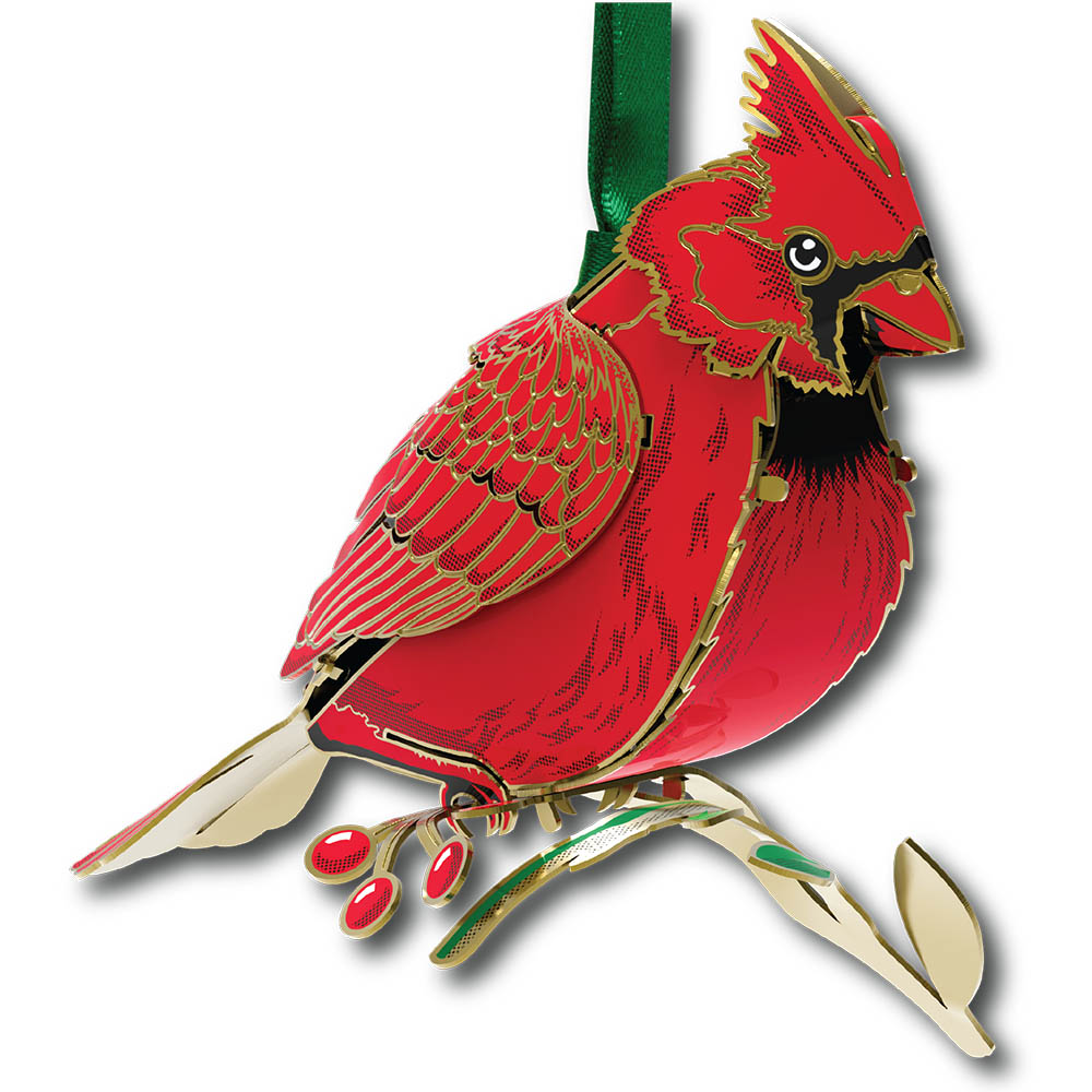 Red Cardinal Brass Ornament