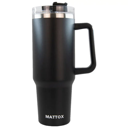 Black Coffee 40oz Tumbler with Handle and Straw