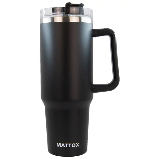 Black Coffee 40oz Tumbler with Handle and Straw