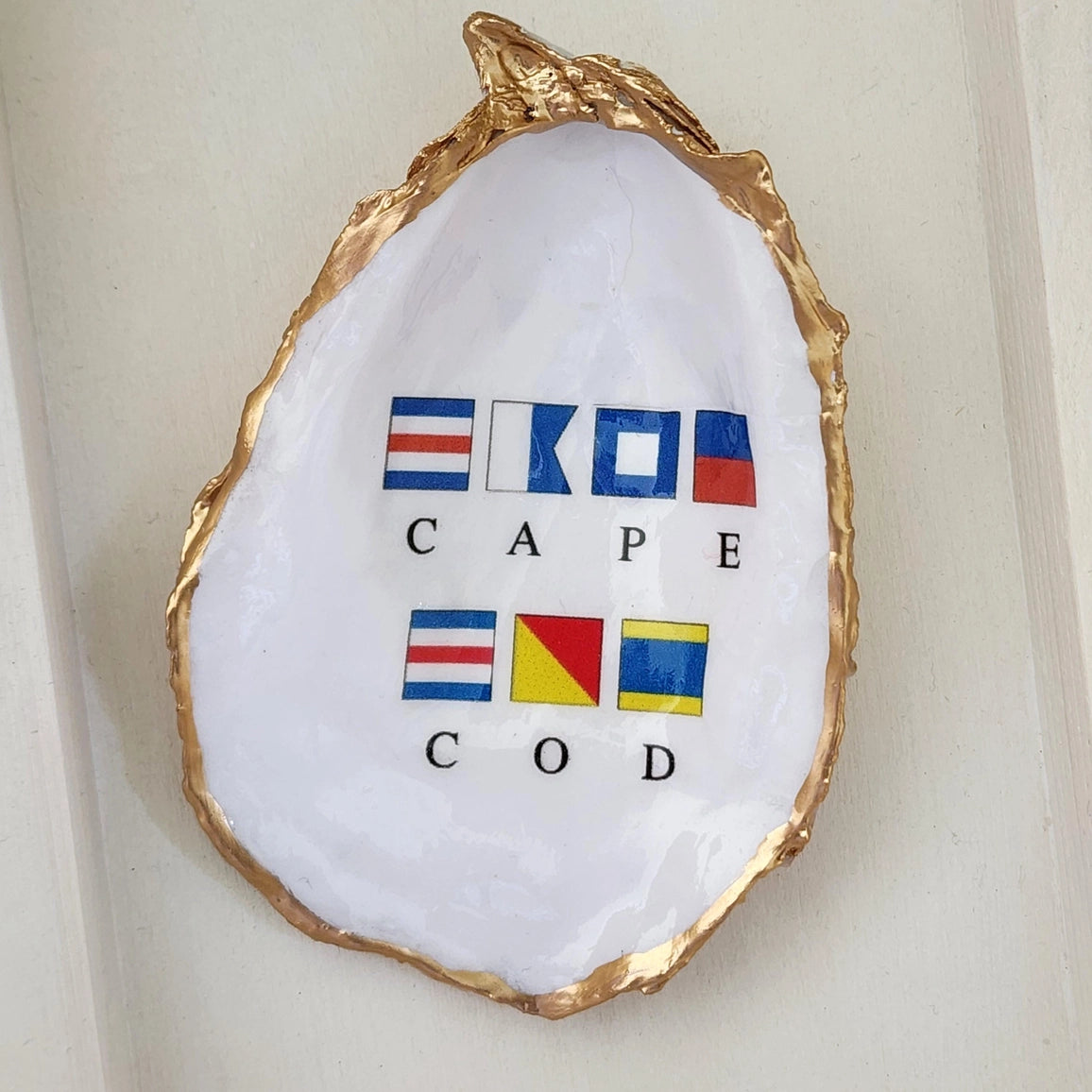 Cape Cod Nautical Signal Flag Oyster Shell Dish