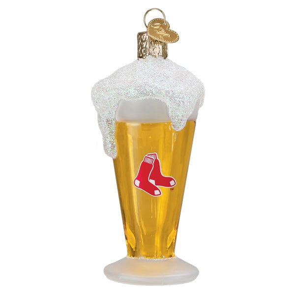 Red Sox Glass of Beer Blown Glass Ornament