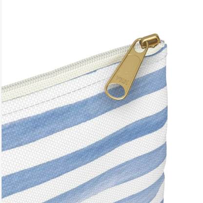 Blue Stripe with Crab Watercolor Canvas Pouch