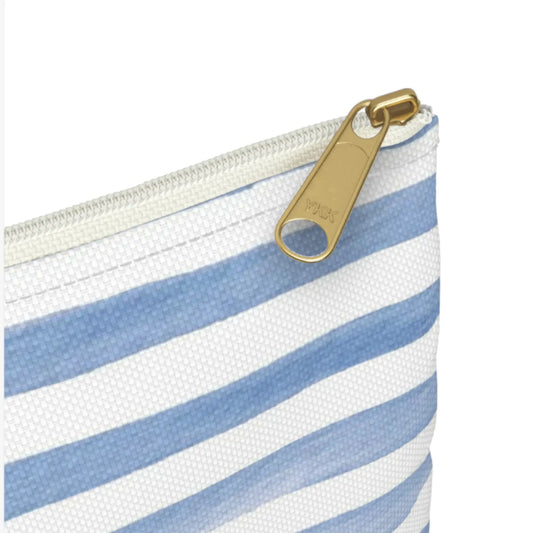 Blue Stripe with Crab Watercolor Canvas Pouch