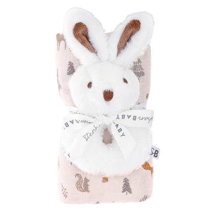 Swaddles with Plush Rattle - Pink Woodland