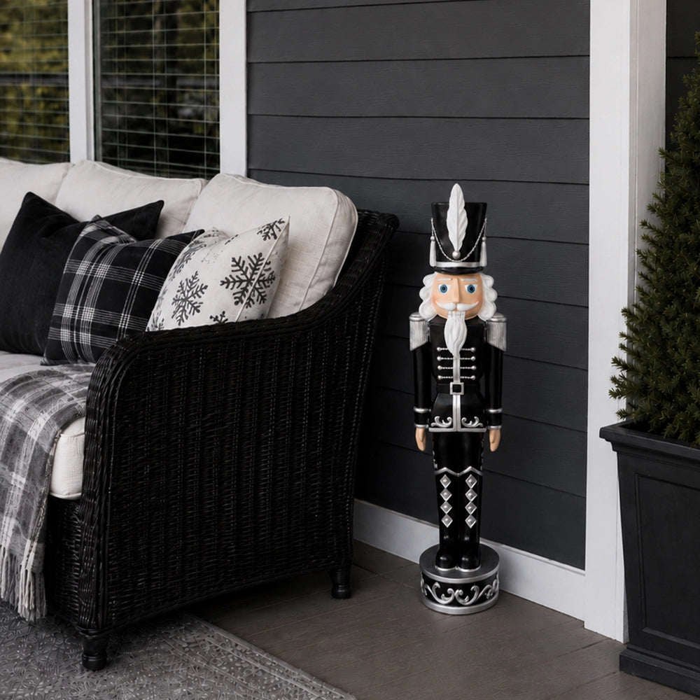 37 Inch Black and Silver Christmas Nutcracker— Haute Decor