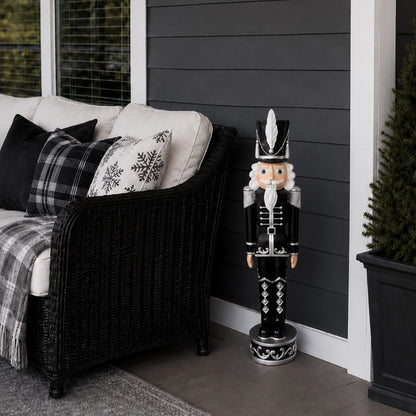 37 Inch Black and Silver Christmas Nutcracker— Haute Decor