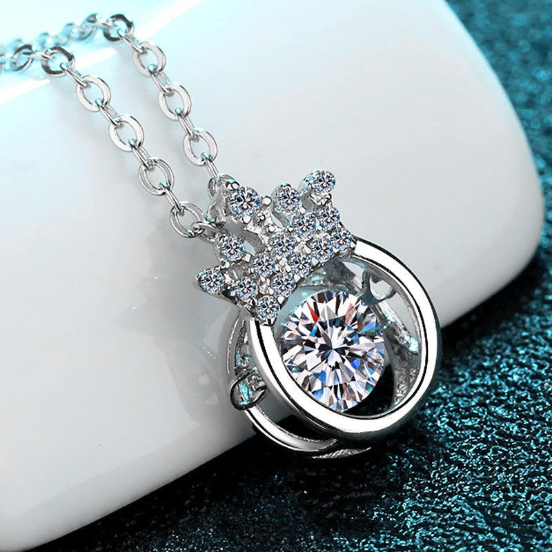 Moissanite Crown Pendant Necklace in 925 Sterling Silver