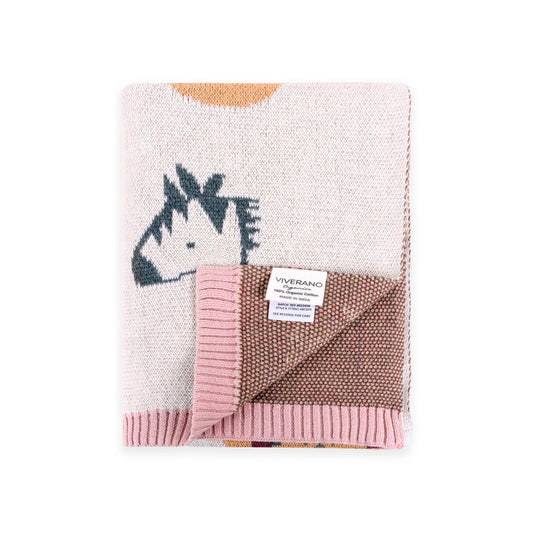 Alphabet Safari Organic Jacquard Sweater Knit Baby Blanket