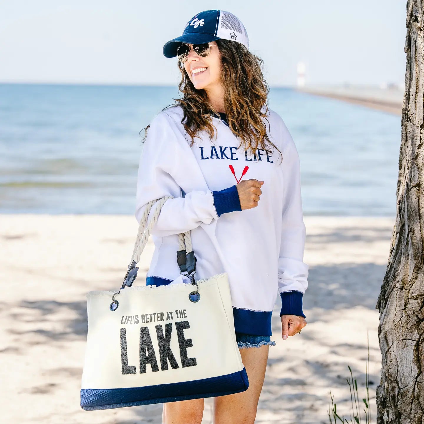 Life is Better at the Lake - 21" X 12" Canvas Tote