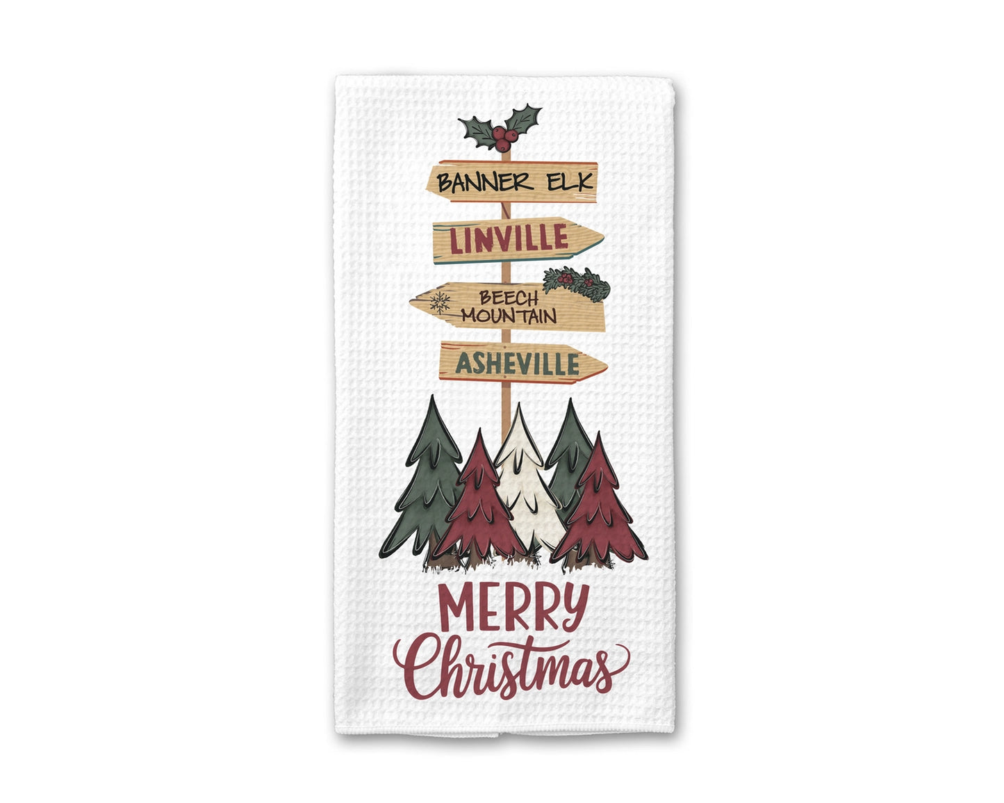 Custom 4 City Christmas Small Town Local Towel