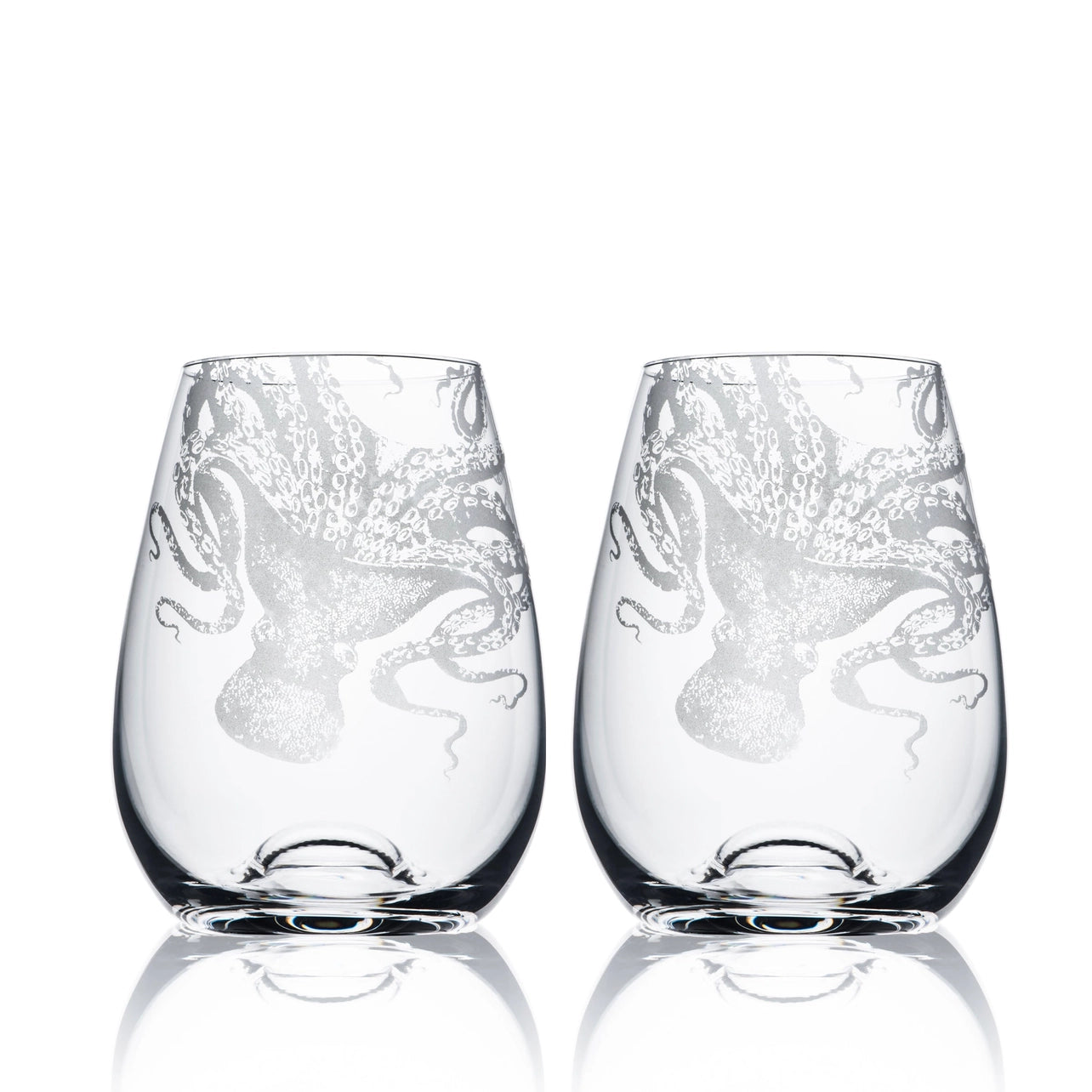 Lucy the Octopus Stemless Wine Glasses, Set of 2