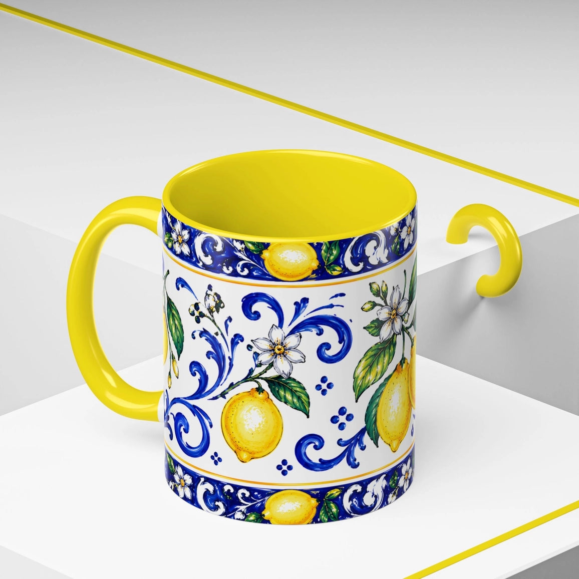 Little Italy Amalfi Blue & Lemon 11oz Mug - Zesty Lemons