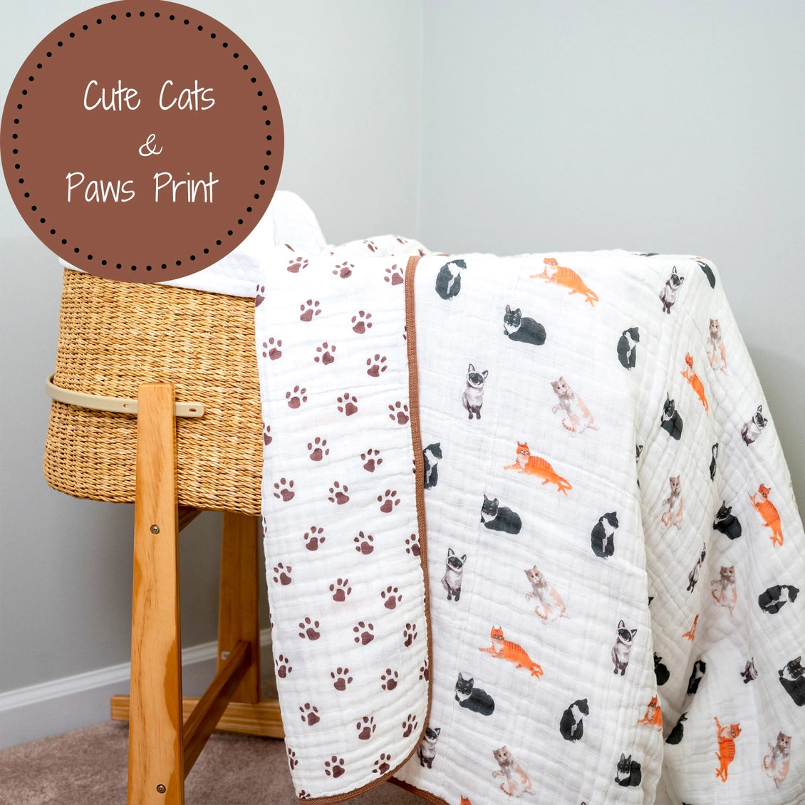Here Kitty Kitty Baby Toddler Muslin Blanket