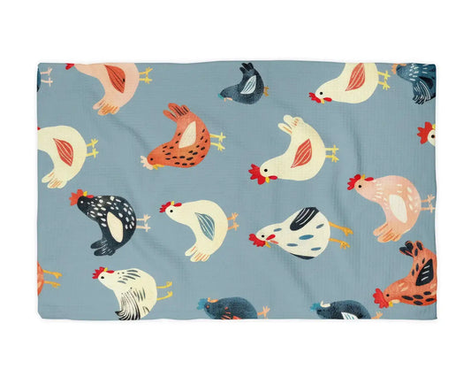 Chicken Farmhouse Kitchen Waffle Weave Towel