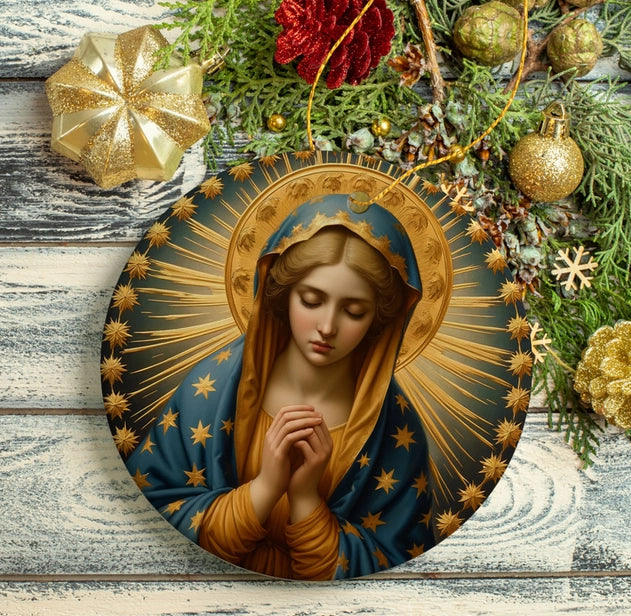 Praying Virgin Mary Religious Painting Ornament