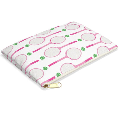 Tennis Rackets on White Canvas Pouch