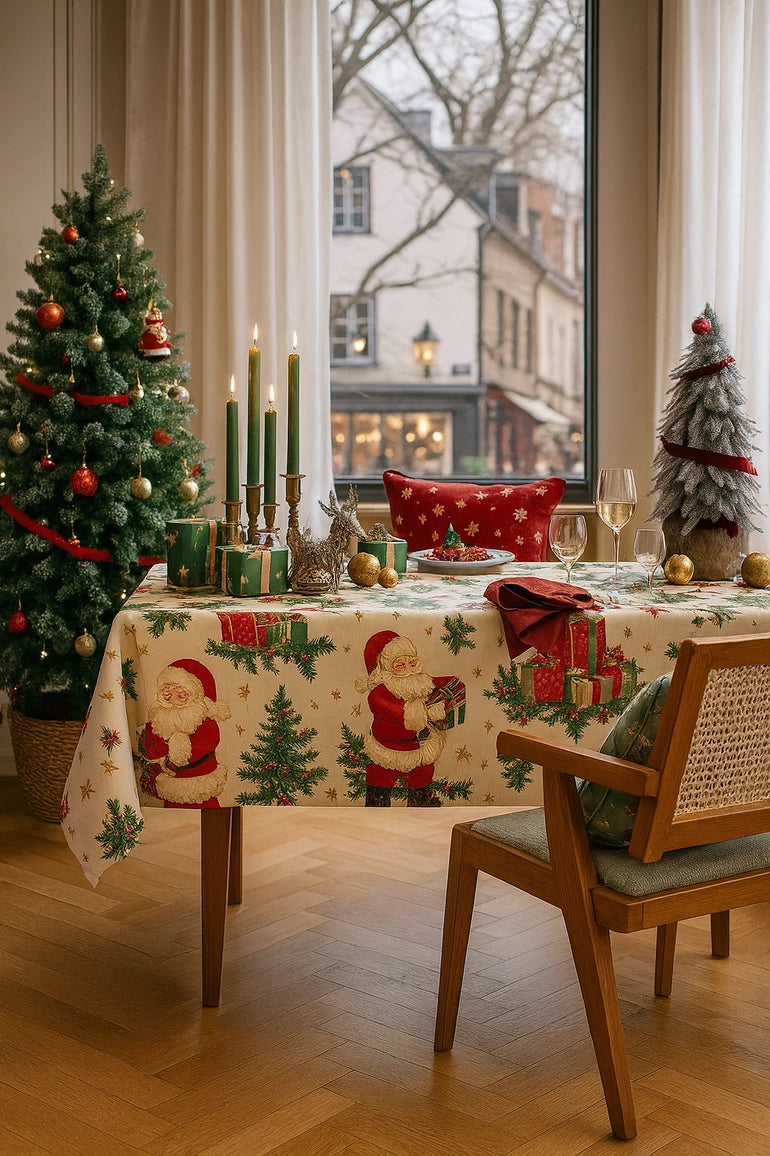 Vintage Santa Holiday Tablecloth