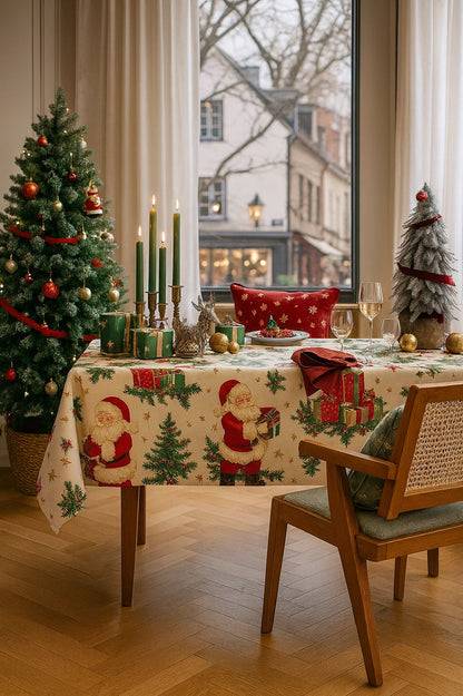 Vintage Santa Holiday Tablecloth