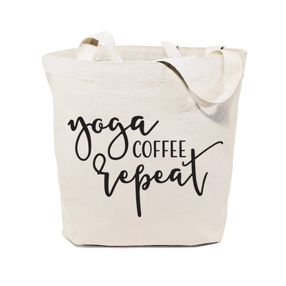 Yoga Coffee Repeat Canvas Tote Bag