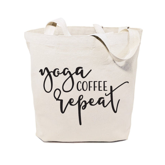 Yoga Coffee Repeat Canvas Tote Bag