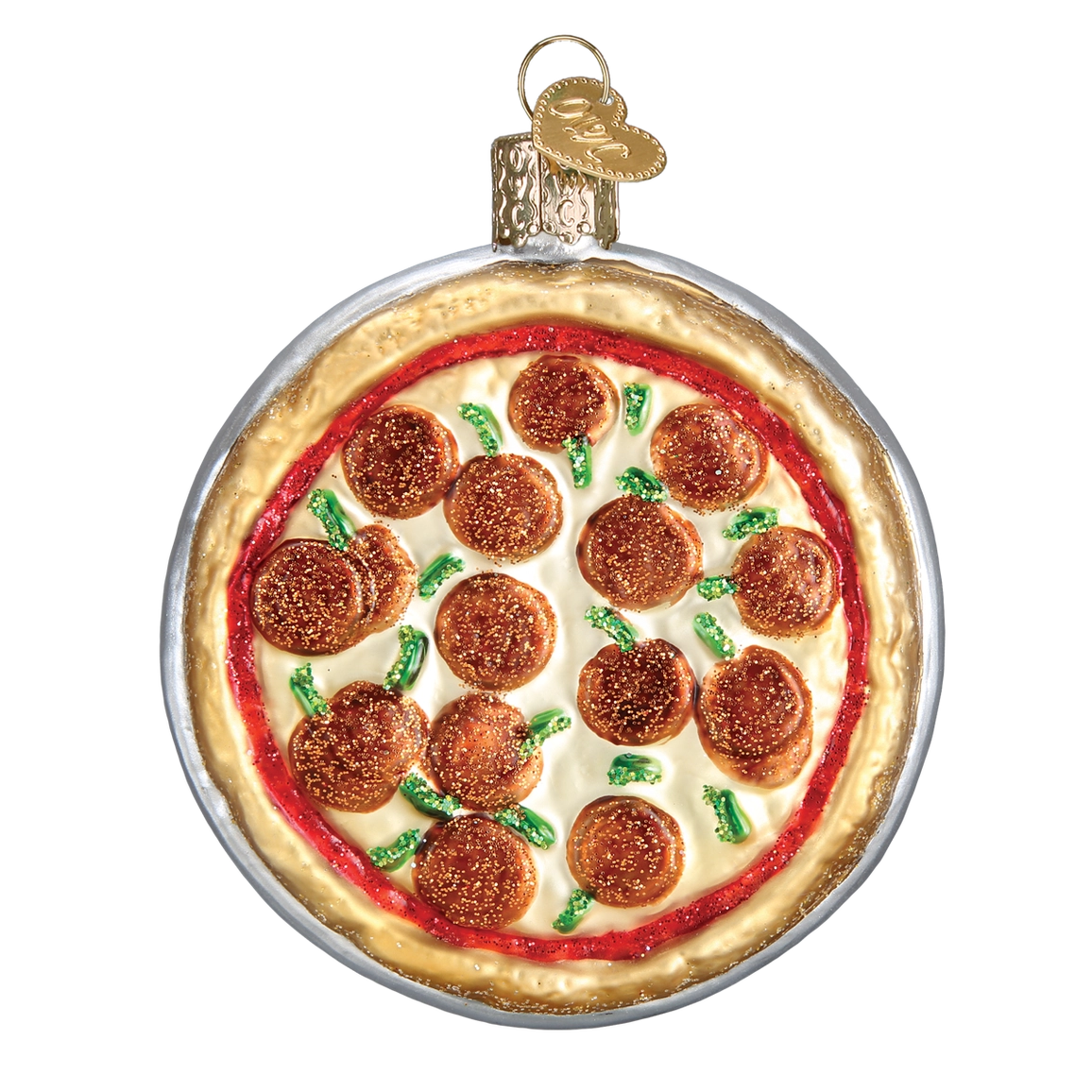 Pizza Pie Blown Glass Ornament