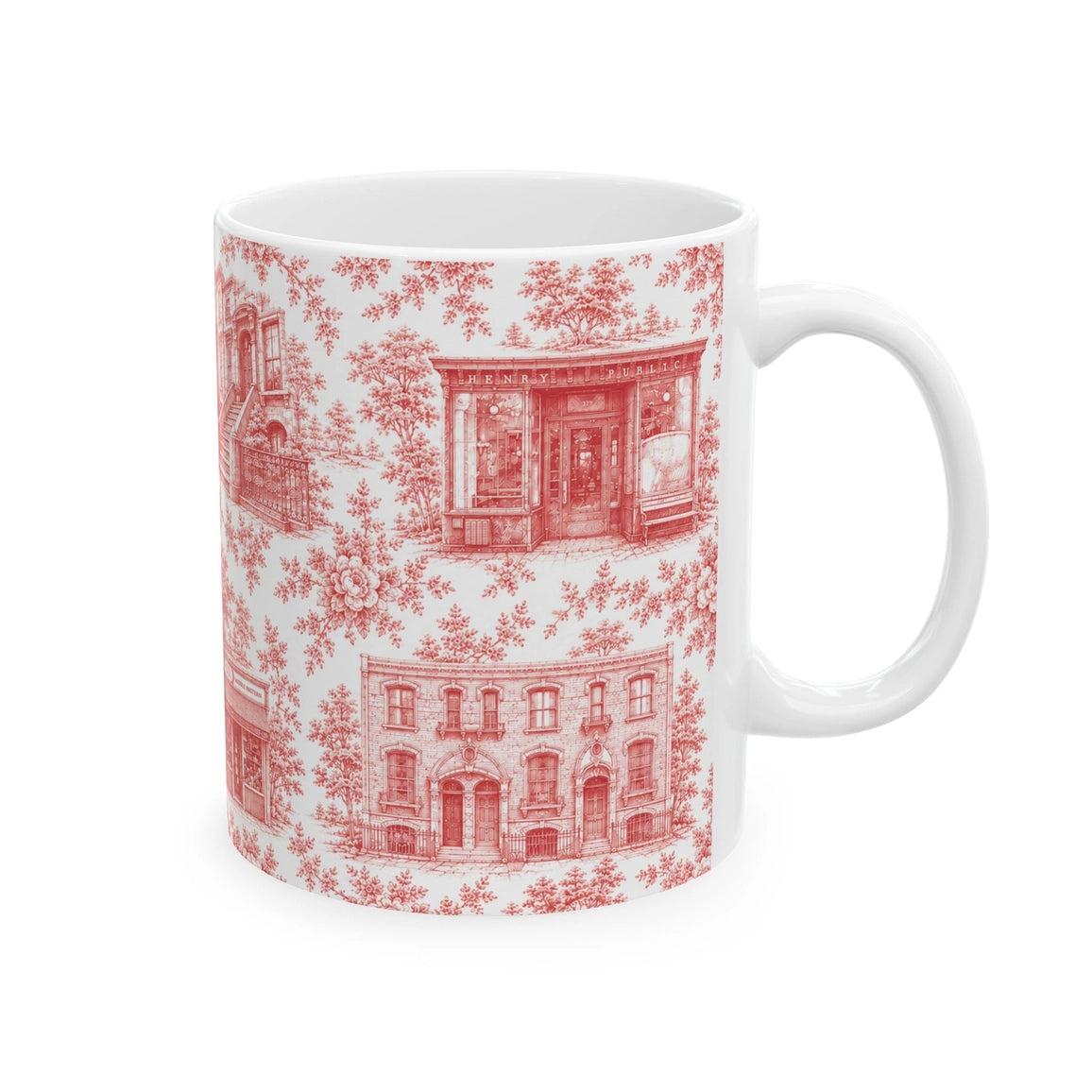 Cobble Hill Blue Toile De Jouy Chinoiserie Ceramic Mug