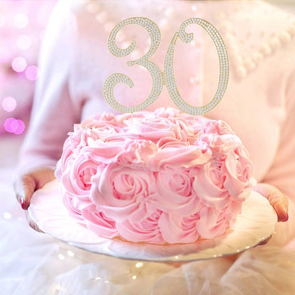 Gold 30 Crystal Cake Topper