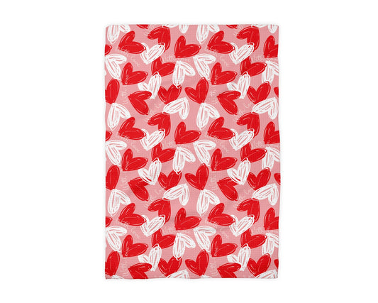 Valentine Floating Hearts Waffle Weave Towel
