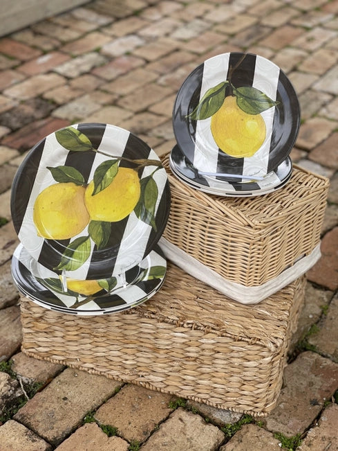 Striped Yellow Lemon Combination Bamboo Plate Collection