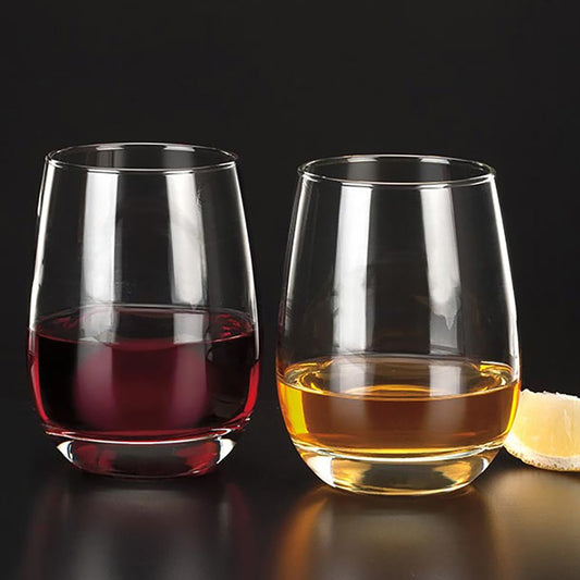 Libbey Stemless Glasses, Clear, 15.25 Ounce, Set of 12