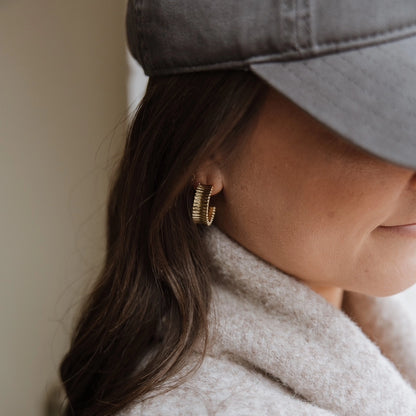 Rio Textured Gold Filled Hoops Earrings