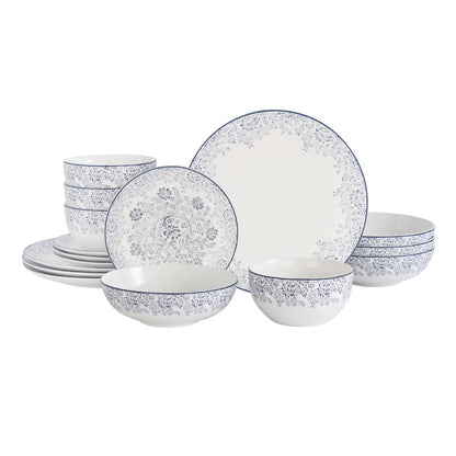 Delicate Blue Floral Bone China Dinnerware Set 16 Pc for 4