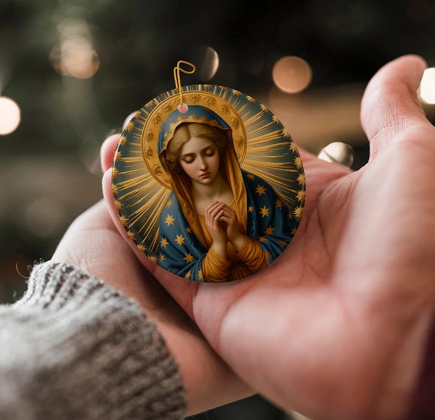 Praying Virgin Mary Religious Painting Ornament