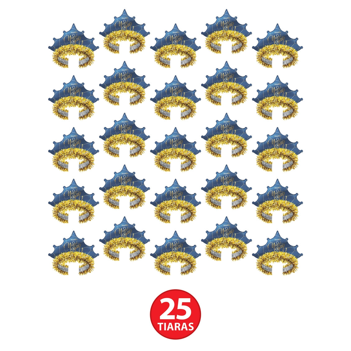 Midnight Blue and Gold New Year Tiaras, Pack of 50
